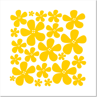 yellow floral flowers pattern design Posters and Art